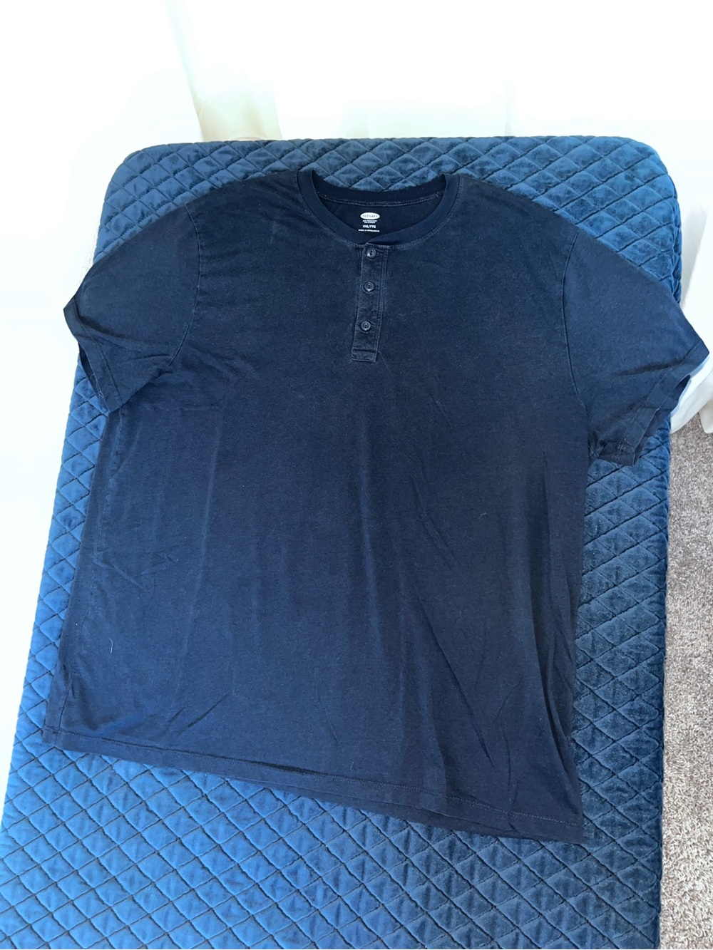 Classic Vintage Navy Short-Sleeve Henley Tee Men’s Size XXL Casual Workwear